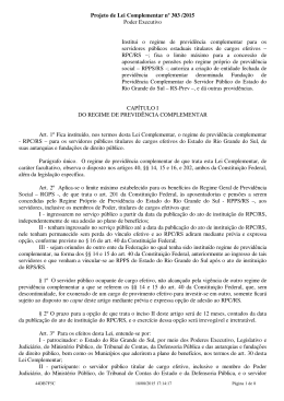 Projeto de Lei Complementar nº 303 /2015 Poder