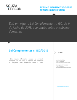 Est&aacute; em vigor a Lei Complementar n. 150, de 1&ordm; de