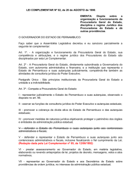 LEI COMPLEMENTAR N&ordm; 02, de 20 de AGOSTO de 1990 - PGE-PE