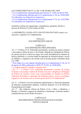 LEI COMPLEMENTAR N&ordm; 22, DE 15 DE MAR&Ccedil;O DE