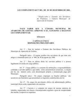 LEI COMPLEMENTAR N&ordm; 003, DE 28 DE - Vestibular