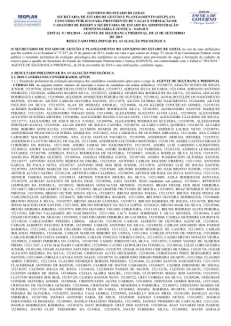 Resultado Preliminar da Avalia&ccedil;&atilde;o Psicol&oacute;gica