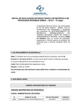 EDITAL DE DIVULGA&Ccedil;&Atilde;O DE RESULTADOS E DE