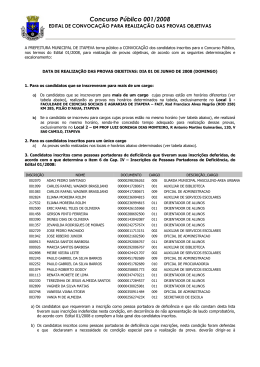 edital de convoca&ccedil;&atilde;o para realiza&ccedil;&atilde;o das provas objetivas