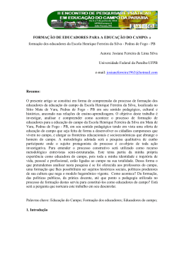 FORMA&Ccedil;&Atilde;O DE EDUCADORES PARA A EDUCA&Ccedil;&Atilde;O DO CAMPO