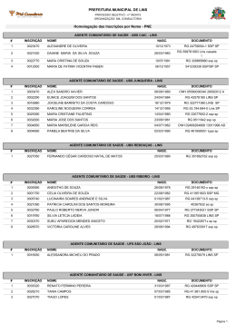 PREFEITURA MUNICIPAL DE LINS Homologa&ccedil;&atilde;o das Inscri&ccedil;&otilde;es