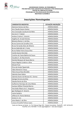 Inscrições Homologadas - Universidade Federal de Pernambuco