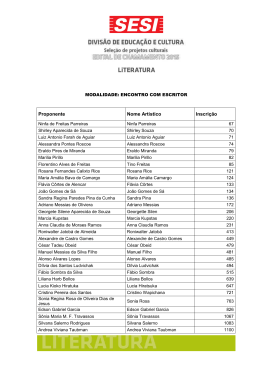 Proponente Nome Art&iacute;stico Inscri&ccedil;&atilde;o