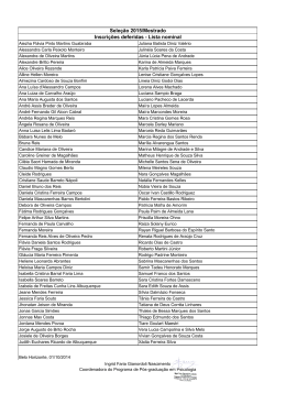 Seleção 2015/Mestrado Inscrições deferidas - Lista nominal