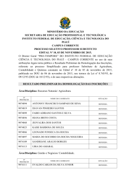 Homologa&ccedil;&atilde;o das Inscri&ccedil;&otilde;es