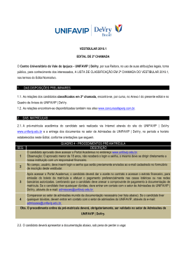 VESTIBULAR 2016.1 EDITAL DE 2&ordf; CHAMADA O