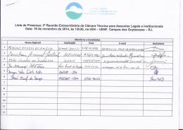 Lista de Presença: Za Reunião Extraordinária da Câmara Técnica