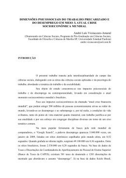 dimens&otilde;es psicossociais do trabalho precarizado e do desemprego