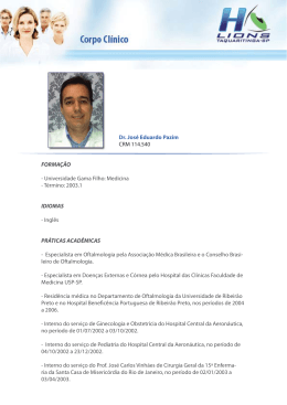 Dr. José Eduardo Pazim CRM 114.540 FORMAÇÃO