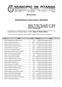 Nota da Prova - Pitanga