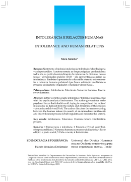 intoler&acirc;ncia e rela&ccedil;&otilde;es humanas / intolerance and human