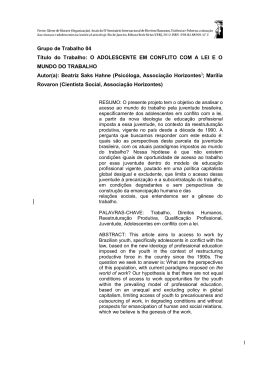 1 Grupo de Trabalho 04 Título do Trabalho: O ADOLESCENTE EM