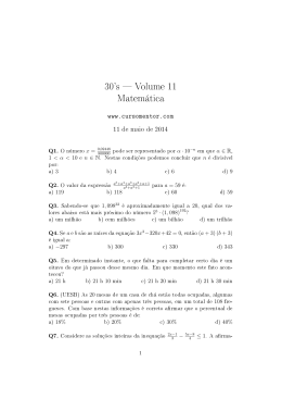 30`s Volume 11 Matemática