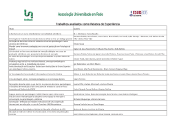 Trabalhos avaliados como Relatos de Experi&ecirc;ncia - ESUD