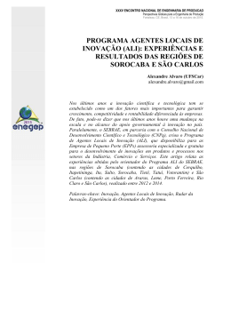 programa agentes locais de inova&ccedil;&atilde;o (ali): experi&ecirc;ncias e