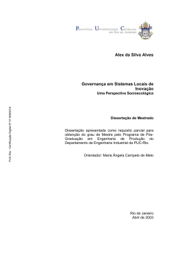 Alex da Silva Alves Governan&ccedil;a em Sistemas Locais de Inova&ccedil;&atilde;o