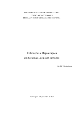 Institui&ccedil;&otilde;es e Organiza&ccedil;&otilde;es em Sistemas Locais de Inova&ccedil;&atilde;o