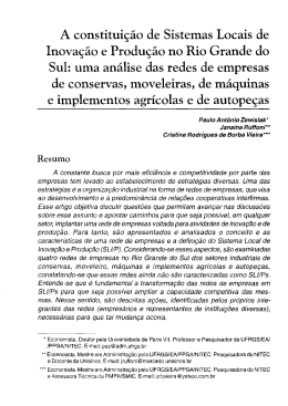 A constitui&ccedil;&atilde;o de Sistemas Locais de Inova&ccedil;&atilde;o e Produ&ccedil;&atilde;o no Rio