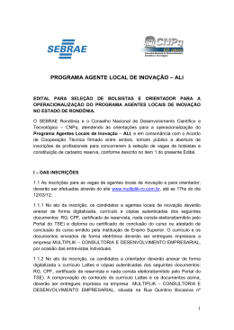 Edital Sel&ccedil;&atilde;o Bolsistas