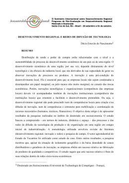 DESENVOLVIMENTO REGIONAL E REDES DE DIFUS&Atilde;O