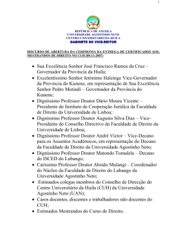 Discurso de abertura da cerimónia da entrega de certificados aos