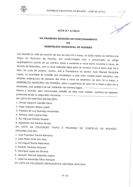 PRIMEIRA REUNI&Atilde;O de Funcionamento da Assembleia Municipal