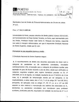 Contestação UPorto - Sindicato Nacional do Ensino Superior