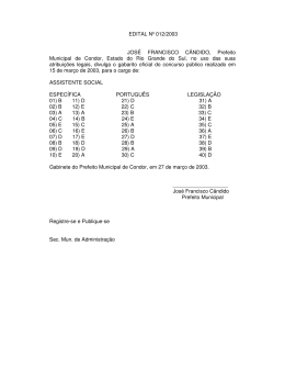 EDITAL Nº 012/2003 JOSÉ FRANCISCO CÂNDIDO, Prefeito