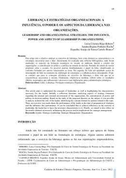 LIDERAN&Ccedil;A E ESTRAT&Eacute;GIAS ORGANIZACIONAIS: A