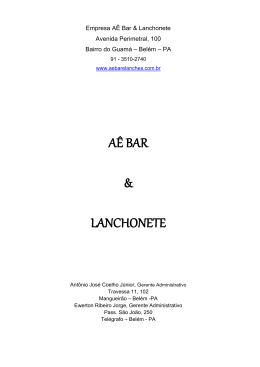 Plano de Neg&oacute;cios &ndash; Bar e Lanchonete