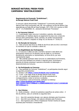 BORAG&Oacute; NATURAL FRESH FOOD CAMPANHA `GRATISLICIOSO!`