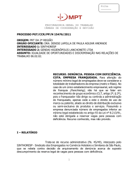 Processo PGT/CCR/nº 15476/2011 - Ministério Público do Trabalho