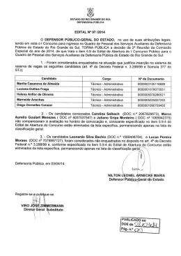 Edital n. 07/2014 - Resultado Reunião Comissão Candidatos PCD