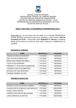 Resultado Final - RESID&Ecirc;NCIA UNIVERSIT&Aacute;RIA 2015.1