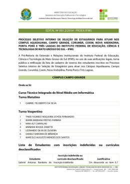 IFMS CB Edital N&iacute;vel M&eacute;dio Integrado, Proeja e Superior 13 set