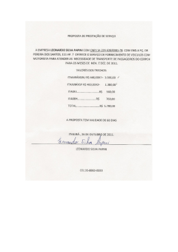 PROPOSTA DE PRESTA&Ccedil;&Atilde;O OE sERv&Ccedil;O