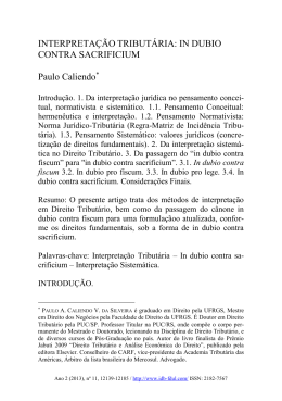 INTERPRETA&Ccedil;&Atilde;O TRIBUT&Aacute;RIA: IN DUBIO CONTRA SACRIFICIUM