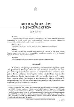 INTERPRETA&Ccedil;&Atilde;O TRIBUT&Aacute;RIA: IN DUBIO CONTRA SACRIFICUM
