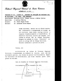 ACÓRDÃO Ne 12.259 - Tribunal Regional Eleitoral de Santa Catarina