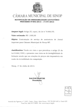 inexigibilidade nº 004/2013 - Câmara de Vereadores de Sinop