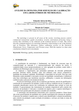 An&aacute;lise da demanda por servi&ccedil;os de calibra&ccedil;&atilde;o em