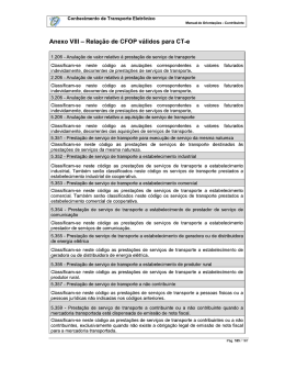 Anexo VIII - Rela&ccedil;&atilde;o de CFOP v&aacute;lidos para CT-e