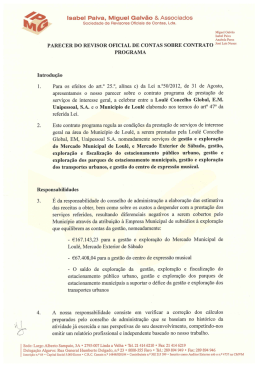 Parecer sobre o Contrato Programa e de gestão em vigor