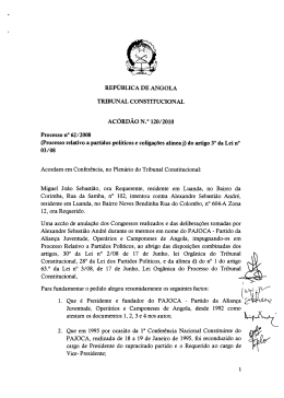Ac&oacute;rd&atilde;o N.&ordm; 120/2010 - Tribunal Constitucional de Angola