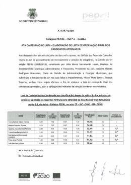 Ata da Reunião do Júri - Câmara Municipal de Pombal